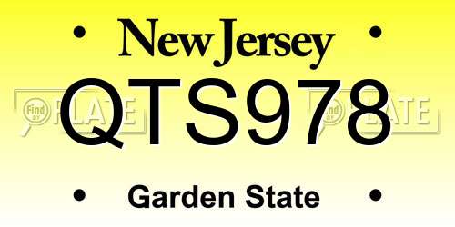 QTS978 New Jersey License Plate