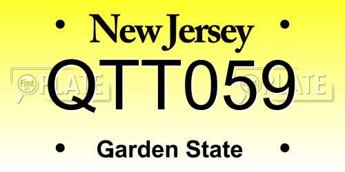 QTT059 New Jersey License Plate