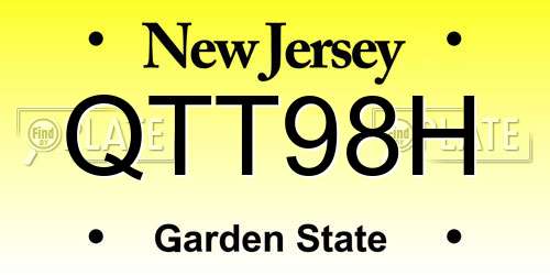 QTT98H New Jersey License Plate