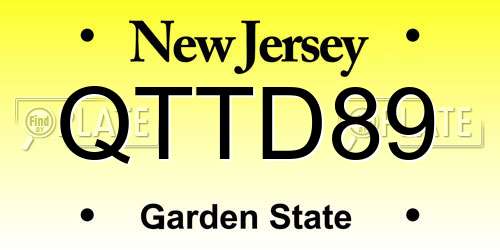 QTTD89 New Jersey License Plate