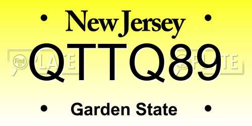 QTTQ89 New Jersey License Plate