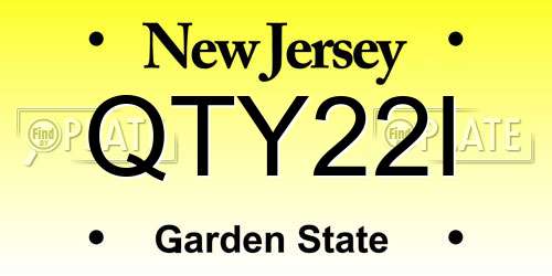 QTY22I New Jersey License Plate