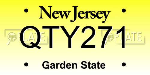 QTY271 New Jersey License Plate