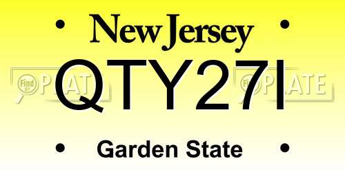 QTY27I New Jersey License Plate