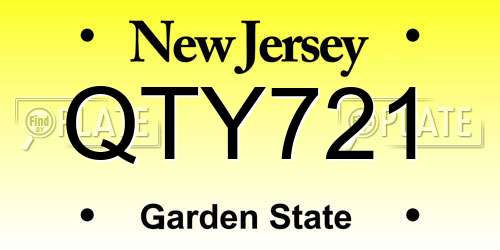 QTY721 New Jersey License Plate