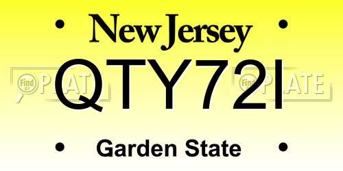 QTY72I New Jersey License Plate