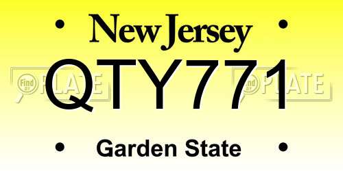 QTY771 New Jersey License Plate