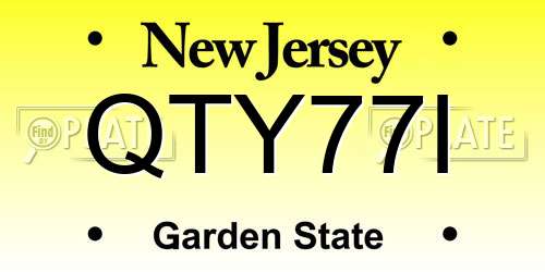 QTY77I New Jersey License Plate
