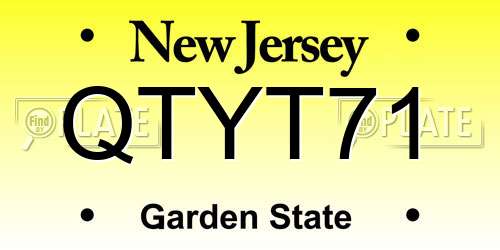 QTYT71 New Jersey License Plate