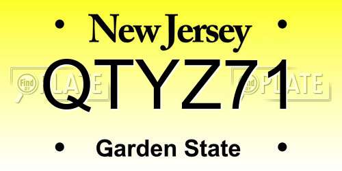 QTYZ71 New Jersey License Plate