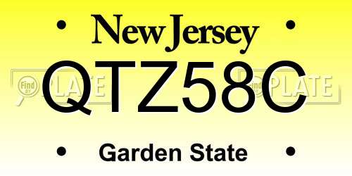 QTZ58C New Jersey License Plate
