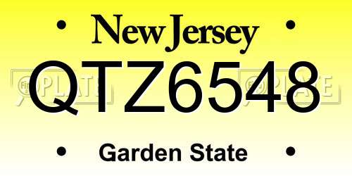 QTZ6548 New Jersey License Plate
