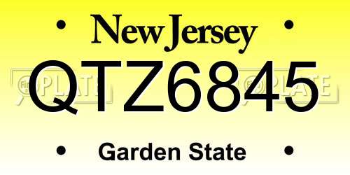 QTZ6845 New Jersey License Plate