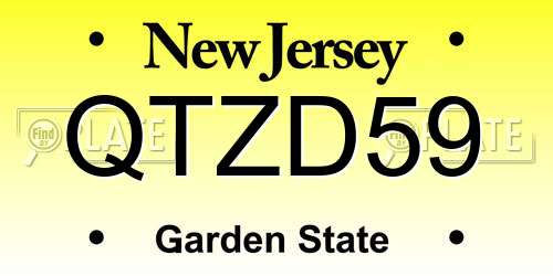 QTZD59 New Jersey License Plate