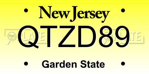 QTZD89 New Jersey License Plate
