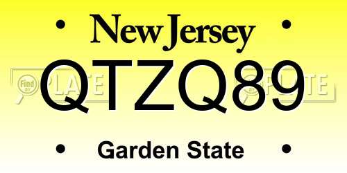 QTZQ89 New Jersey License Plate