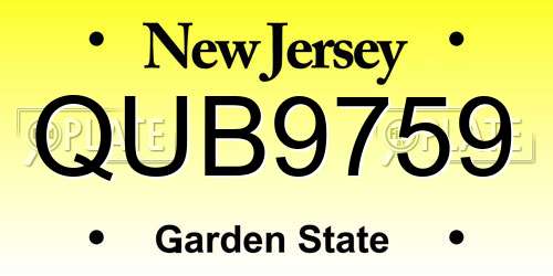 QUB9759 New Jersey License Plate