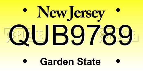 QUB9789 New Jersey License Plate