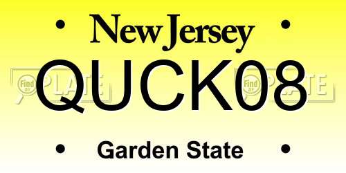 QUCK08 New Jersey License Plate