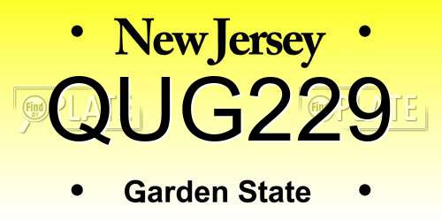 QUG229 New Jersey License Plate