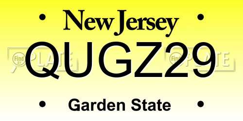 QUGZ29 New Jersey License Plate
