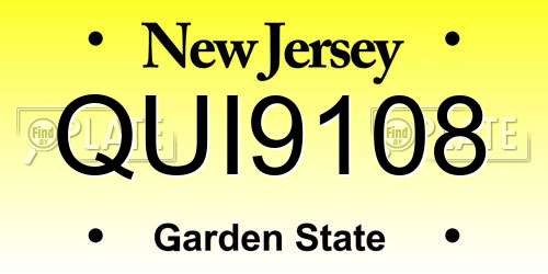 QUI9108 New Jersey License Plate