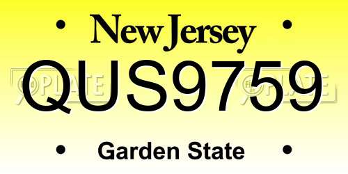 QUS9759 New Jersey License Plate