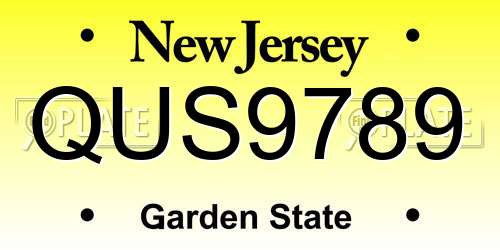 QUS9789 New Jersey License Plate