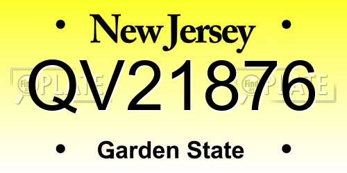 QV21876 New Jersey License Plate