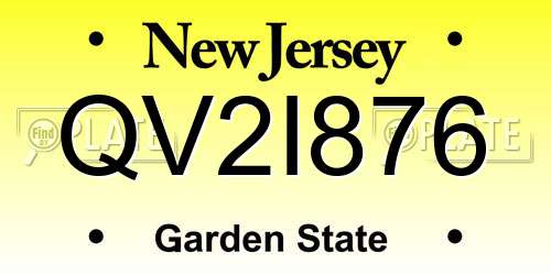 QV2I876 New Jersey License Plate