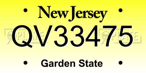 QV33475 New Jersey License Plate