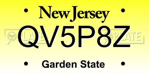 QV5P8Z New Jersey License Plate