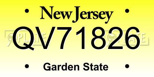 QV71826 New Jersey License Plate