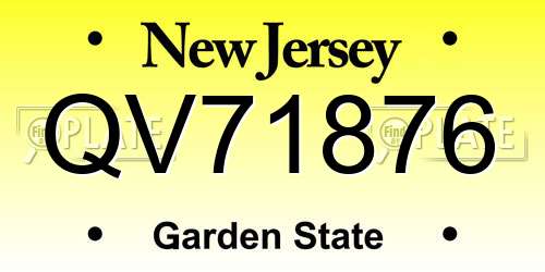 QV71876 New Jersey License Plate