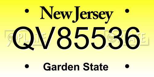 QV85536 New Jersey License Plate