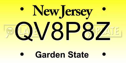 QV8P8Z New Jersey License Plate