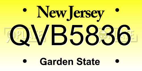 QVB5836 New Jersey License Plate