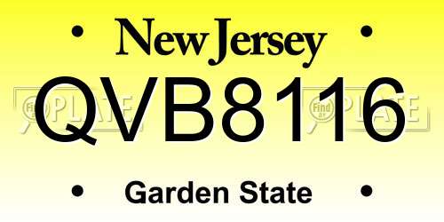 QVB8116 New Jersey License Plate