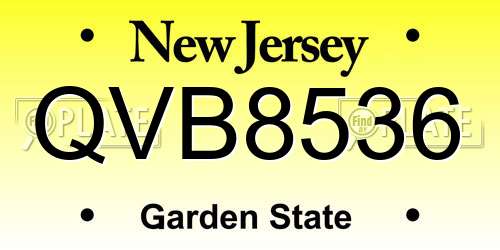 QVB8536 New Jersey License Plate