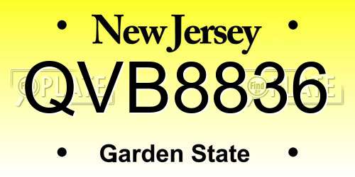 QVB8836 New Jersey License Plate