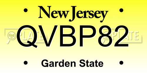 QVBP82 New Jersey License Plate