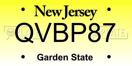 QVBP87 New Jersey License Plate