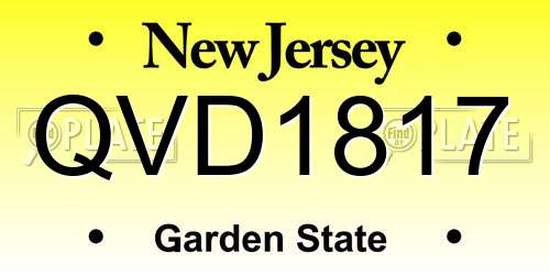 QVD1817 New Jersey License Plate