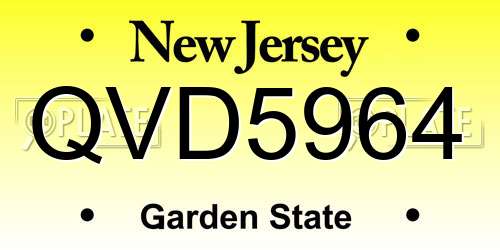 QVD5964 New Jersey License Plate