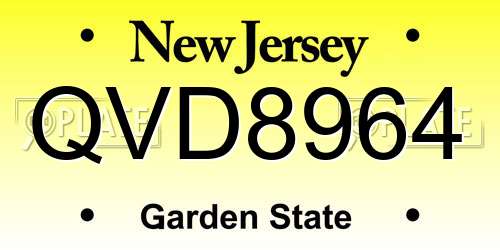 QVD8964 New Jersey License Plate