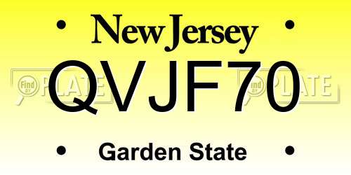 QVJF70 New Jersey License Plate