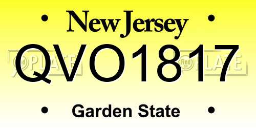 QVO1817 New Jersey License Plate