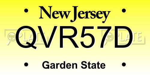 QVR57D New Jersey License Plate