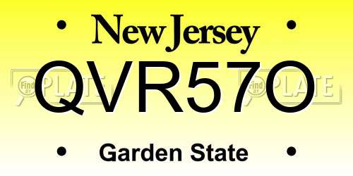 QVR57O New Jersey License Plate