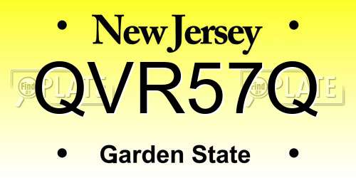 QVR57Q New Jersey License Plate
